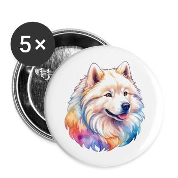 Samoyed watercolors - Buttons small 1''/25 mm (5-pack) - white - Front
