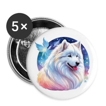 Samoyed watercolors - Buttons small 1''/25 mm (5-pack) - white - Front