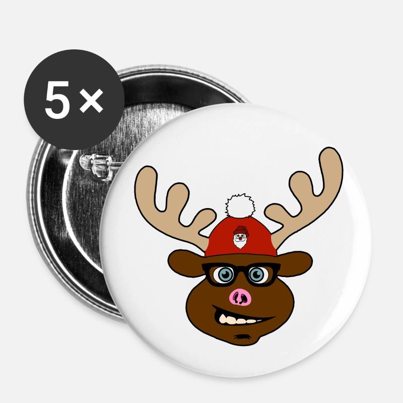 Horst - the crazy moose! - Buttons small 1''/25 mm (5-pack) - white