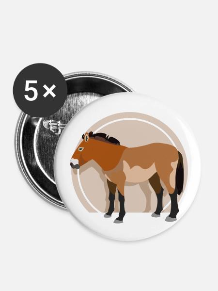 przewalski horse 01 - Buttons klein 25 mm (5er Pack) - Weiß
