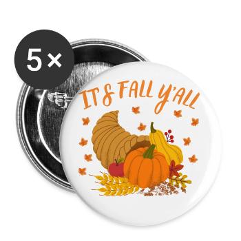 Es ist Herbst, ihr alle Kürbis Herbstblätter - Buttons klein 25 mm (5er Pack) - Weiß - Vorne