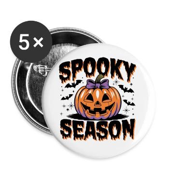 Halloween Kürbis Spooky Season - Buttons klein 25 mm (5er Pack) - Weiß - Vorne