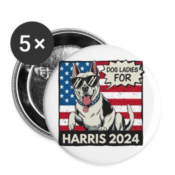 Chien Dames Pour Kamala Harris 2024 États-Unis Amérique - Lot de 5 petits badges (25 mm) - blanc - Devant