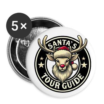 Guide touristique du Père Noël - Lot de 5 petits badges (25 mm) - blanc - Devant