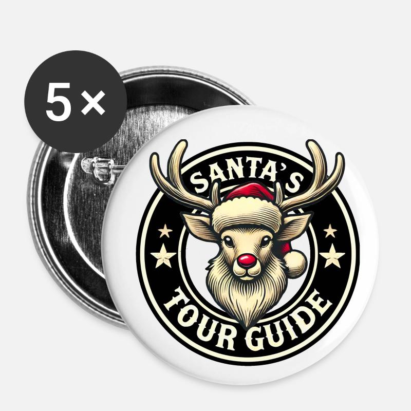 Santa's Tour Guide - Buttons small 1''/25 mm (5-pack) - white