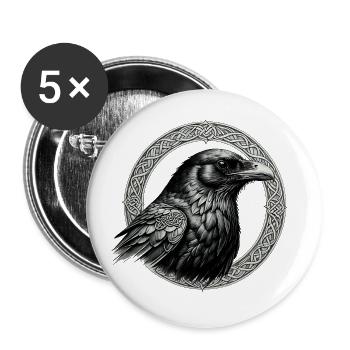 Rabe mit keltischem Knoten 02 - Buttons klein 25 mm (5er Pack) - Weiß - Vorne