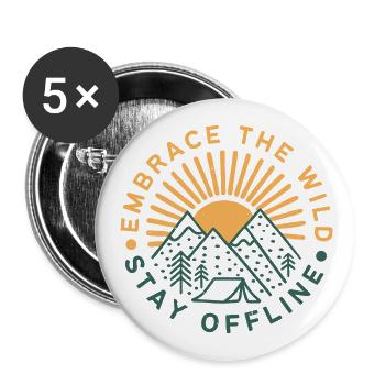Embrace The Wild Stay Offline - Buttons small 1''/25 mm (5-pack) - white - Front