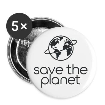 Save the Planet Erde Umweltaktivisten - Buttons klein 25 mm (5er Pack) - Weiß - Vorne