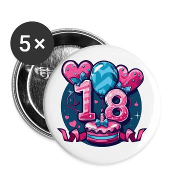 18th birthday of age - Buttons small 1''/25 mm (5-pack) - white - Front