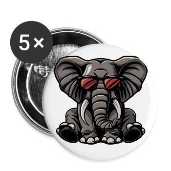 Elefant Cool Tier - Buttons klein 25 mm (5er Pack) - Weiß - Vorne