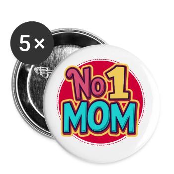 Nummer 1 Mama – Bunt & Liebevoll Muttertag - Buttons klein 25 mm (5er Pack) - Weiß - Vorne