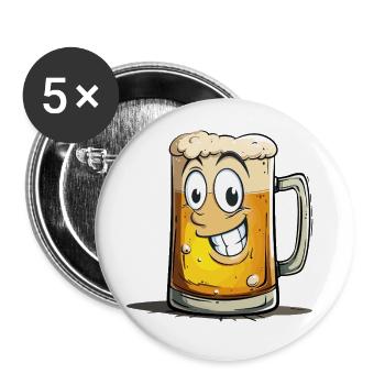 Bière Drôle Chope de bière Rire Boire de l’alcool Humour - Lot de 5 petits badges (25 mm) - blanc - Devant