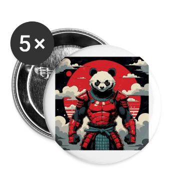 Samouraï Panda Guerrier - Lot de 5 petits badges (25 mm) - blanc - Devant