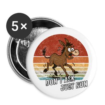 Funny Donkey Escape Shirt - Buttons klein 25 mm (5er Pack) - Weiß - Vorne