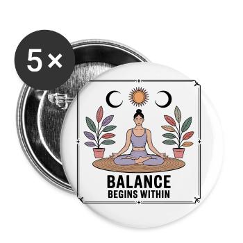 L’équilibre commence à l’intérieur - Yoga - Lot de 5 petits badges (25 mm) - blanc - Devant