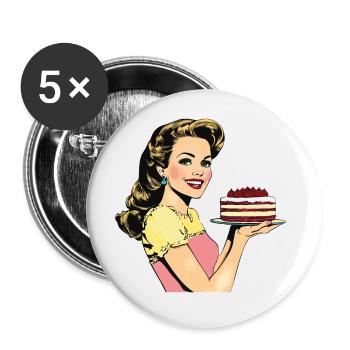 Baking Cake Baking Queen Baking Fairy Baker Pop Art - Buttons small 1''/25 mm (5-pack) - white - Front