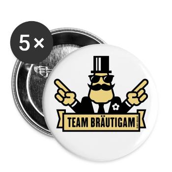 Team Bräutigam Handzeichen (Polterabend JGA / 2C) - Buttons klein 25 mm (5er Pack) - Weiß - Vorne