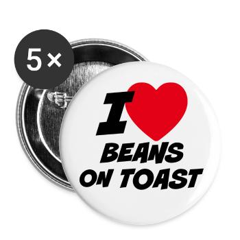 I Love Beans on Toast - Buttons small 1''/25 mm (5-pack) - white - Front