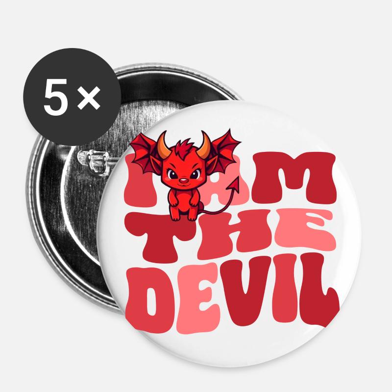 Devil Devil Evil Maison Dragon Femme - Lot de 5 petits badges (25 mm) - blanc