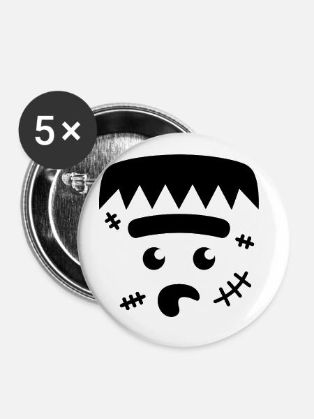 Zombie Kostüm Halloween Kostüm - Buttons klein 25 mm (5er Pack) - Weiß
