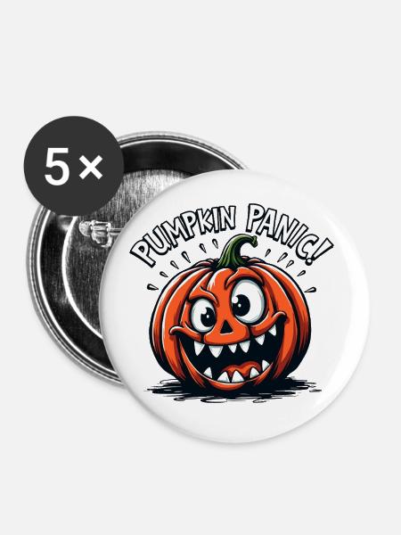 Pumpkin Panic Halloween - Buttons klein 25 mm (5er Pack) - Weiß