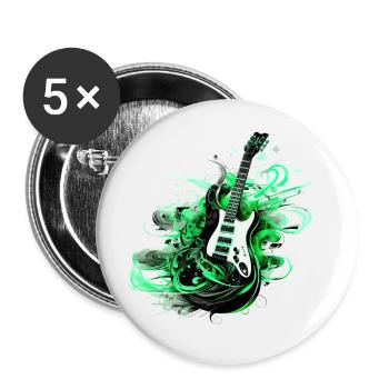 Guitare électrique Guitare Guitariste Instrument de musique Rock - Lot de 5 petits badges (25 mm) - blanc - Devant