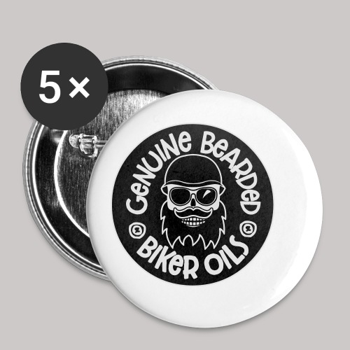 bearded biker Oils - Joey J skull logo - Buttons klein 25 mm (5er Pack)