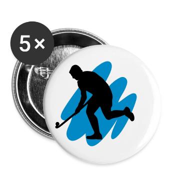 Field Hockey goes 3D - Buttons klein 25 mm (5er Pack) - Weiß - Vorne