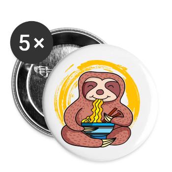Ramen Life Motif paresseux Motif Chemise Ramen Noodle - Lot de 5 petits badges (25 mm) - blanc - Devant