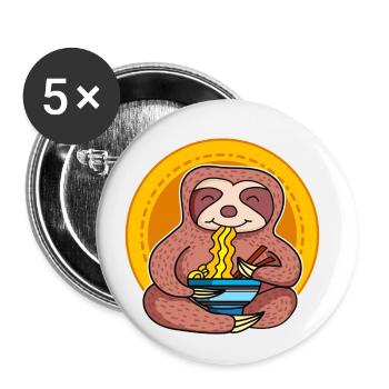 Ramen Life Motif Sloth Motif Chemise Ramen Noodle - Lot de 5 petits badges (25 mm) - blanc - Devant