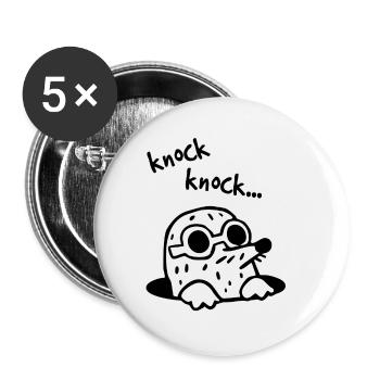 Mole funny glasses knock who's there - Buttons small 1''/25 mm (5-pack) - white - Front