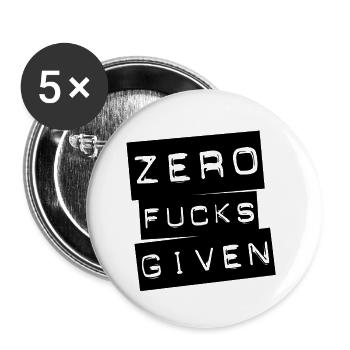 zero fucks given - black - Cadeau idée - Lot de 5 petits badges (25 mm) - blanc - Devant