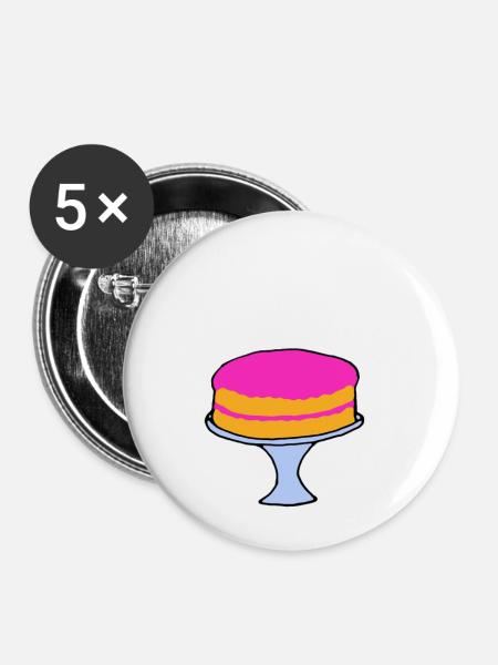 Torte Kuchen - Buttons klein 25 mm (5er Pack) - Weiß