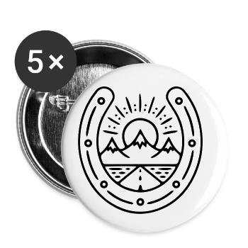 Idée de cadeau de motif de fer à cheval - Lot de 5 petits badges (25 mm) - blanc - Devant