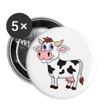 Cute Funny Cool Cow Calf - Buttons small 1''/25 mm (5-pack) - white - Front