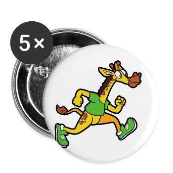 Lustige Niedliche Coole Giraffe Laufen - Buttons klein 25 mm (5er Pack) - Weiß - Vorne