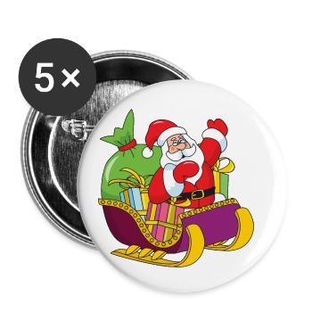 Santa Claus Christmas Santa - Buttons small 1''/25 mm (5-pack) - white - Front