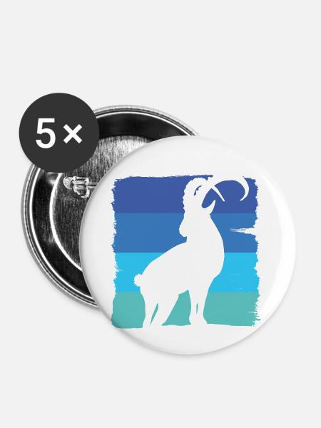Steinbock Quadrat - Buttons klein 25 mm (5er Pack) - Weiß