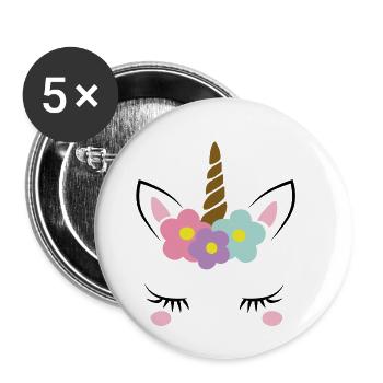 Unicorn fairy tale gift - Buttons small 1''/25 mm (5-pack) - white - Front