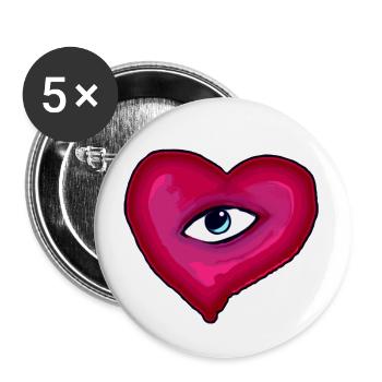 Voir avec le cœur - Lot de 5 petits badges (25 mm) - blanc - Devant