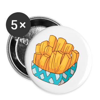 French Fries Pommes Frites - Buttons klein 25 mm (5er Pack) - Weiß - Vorne