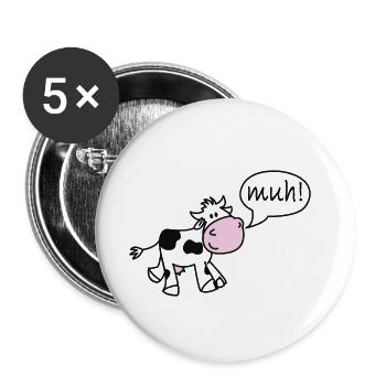 funny cute cow muh cartoon kids kindergarten - Buttons small 1''/25 mm (5-pack) - white - Front