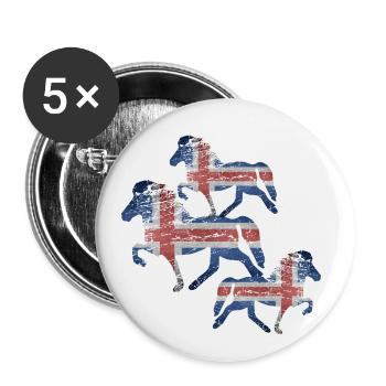 Icelandic Horse: Islandpferd Pferd Pony Merch - Buttons klein 25 mm (5er Pack) - Weiß - Vorne