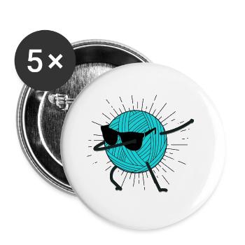 Cadeau drôle de crochet de fil de laine d'aiguille à tricoter - Lot de 5 petits badges (25 mm) - blanc - Devant