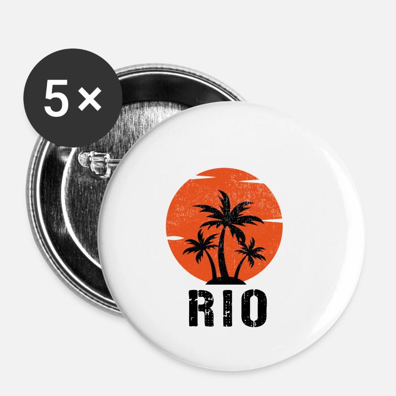 Rio vintage palm trees - Buttons small 1''/25 mm (5-pack) - white
