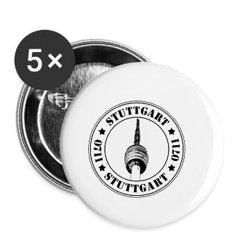 Stuttgart Fernsehturm Schwaben Stuggi - Buttons klein 25 mm (5er Pack) - Weiß - Vorne