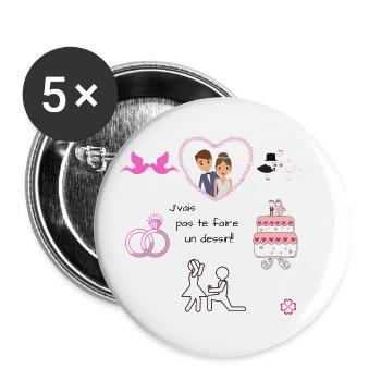 Demande en mariage 2 - Lot de 5 petits badges (25 mm) - blanc - Devant