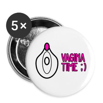 Vagina Möse Pussy Geschlechtsteil Muschi - Buttons klein 25 mm (5er Pack) - Weiß - Vorne