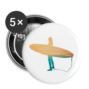 Surfer Surfen Surfergirl Strand Welle Wellen - Buttons klein 25 mm (5er Pack) - Weiß - Vorne
