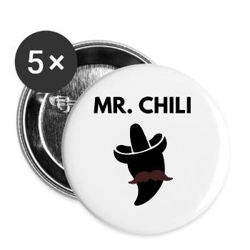 M. Chili - Lot de 5 petits badges (25 mm) - blanc - Devant